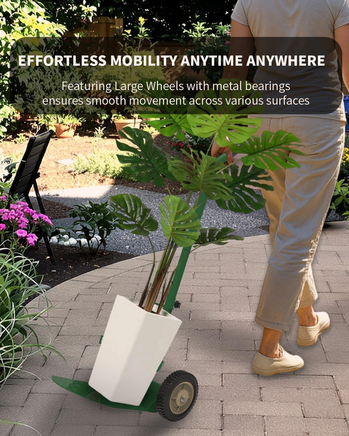 Heavy Duty Plant Caddy with Wheels – Durable Plant Dolly for Easy Mobility, Adjustable Plant Mover with Wheels for Oversized Planters, Indoor & Outdoor