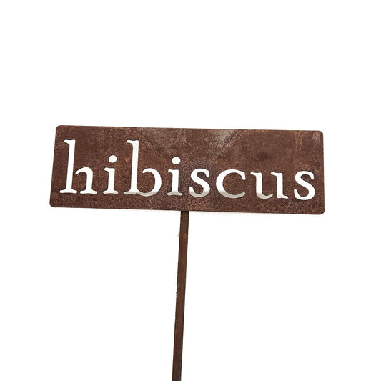 Classic Metal Garden Markers 19 Inches Tall (hibiscus, Naturally Rusted)