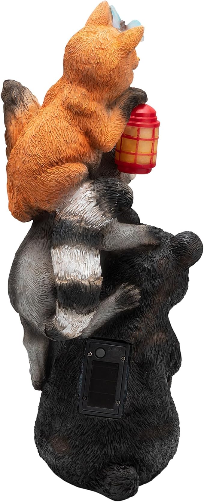 Alpine Corporation 19" Tall Outdoor Solar Powered Animal Friends Statue with LED Lights, Multicolor