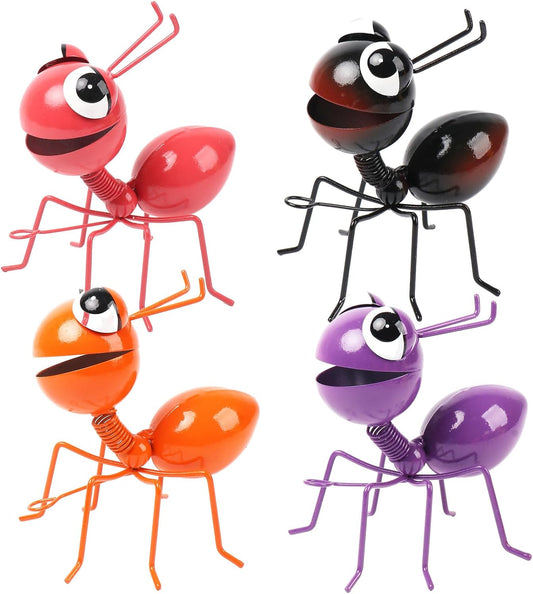 Metal Yard Art Garden Decor for Outside Cute Ants Yard Decorations Outdoor Lawn Ornaments Backyard Gifts for Mom - Set of 4