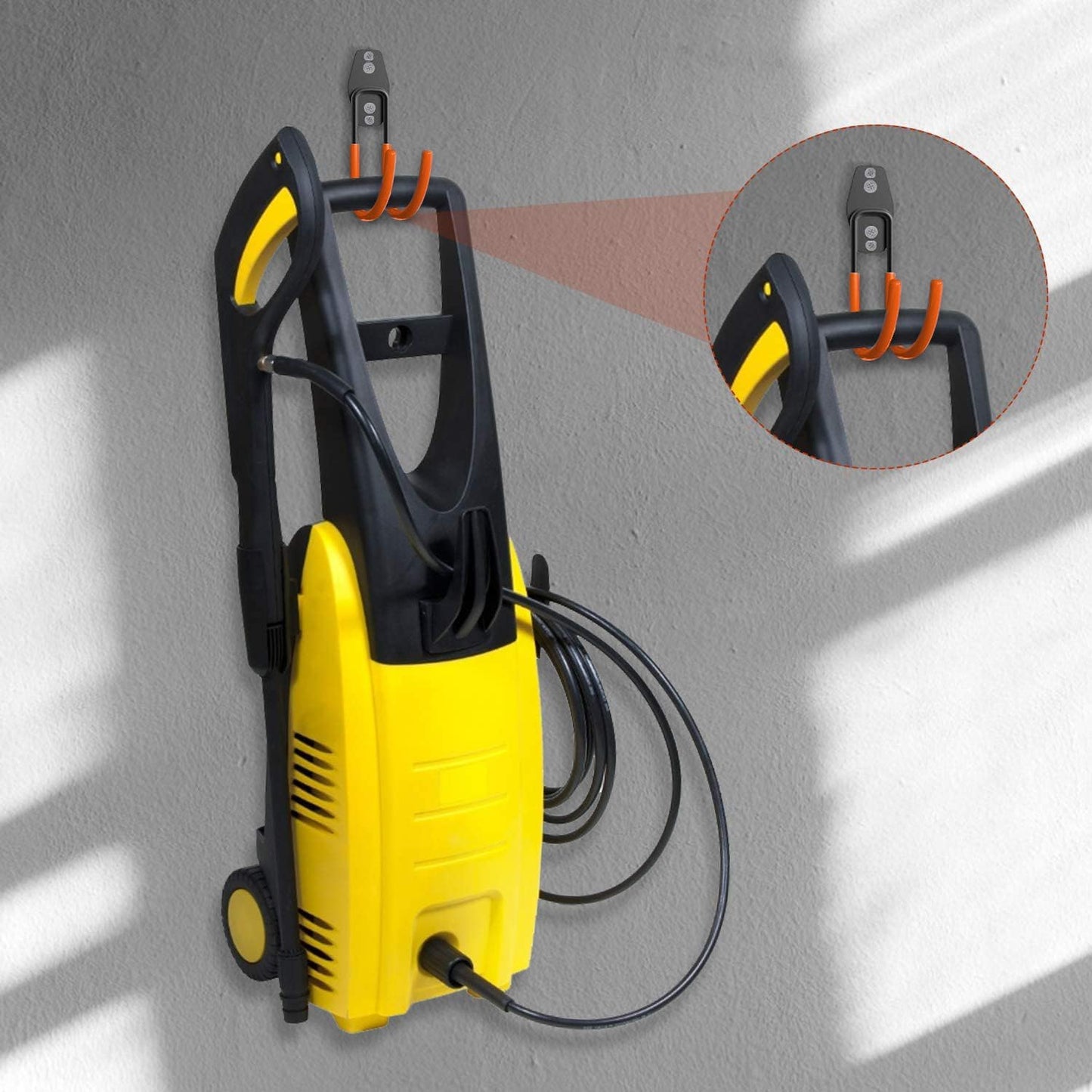 3-H Garden Hose Holder Wall Mount 2 Pack,Solid Steel Hose Hanger,Water Hose Holders for Outside,Perfect for Hanging Outdoor Air Hose,Ropes,Pipes,Garden Tools,Ladders,Bikes,Bulk Items(Orange)