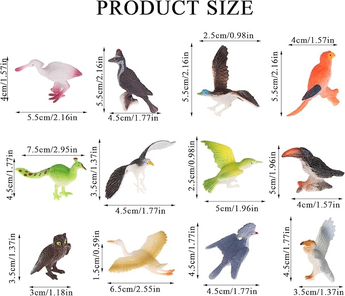 30 Pieces Realistic Bird Animals Figurines Mini Bird Animal Figures Model Cake Toppers Plastic Bird Figures Toy Simulated Toucan Ostrich Owl Flamingo Parrot Etc. Bird Figurines Garden Plant Ornaments