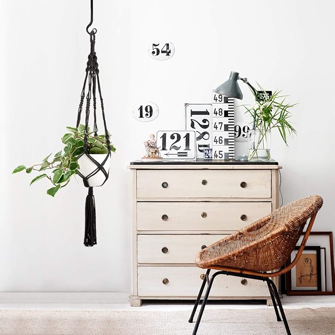 Mkono Hanging Plant Bracket 10 inch Metal Wall Plant Hook Decorative Plant Hanger for Bird Feeders, Planters, Lanterns, Wind Chimes, Home Decor Indoor Outdoor 4 Pack, Black