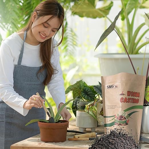 SMG Organic Worm Castings – 100% Pure Earthworm Compost & Natural Fertilizer, Nutrient-Rich Soil Amendment for Plants, Vegetables, Flowers & Trees, 3 lbs