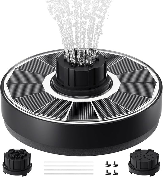 Solar Fountain Pump, Upgrade 1.8W Solar Fountain for Bird Bath with 6 Spray Patterns, Floating Solar Powered Water Fountain Pump for Bird Bath, Garden, Pond, Pool, Outdoor