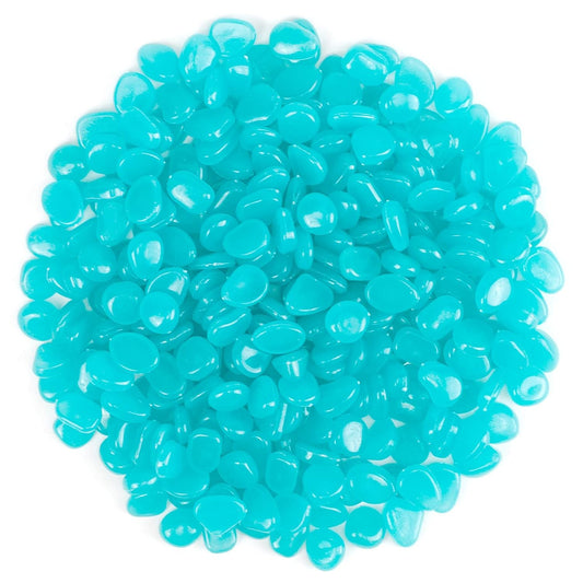 1000PCS Blue Long Term Glowing Decorative Stone, Glow in The Dark Rocks Light Perfect Indoor Outdoor Decor Fit for Garden Sidewalk Fish Tank Grass Flower Pots (0.3-04in/0.8-1cm)
