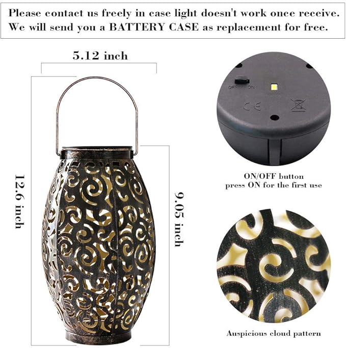 esgarden 2 Pack Upgraded 15 Lumens Outdoor Lanterns Gardening Gifts Patio Solar Lantern Hanging Powered Lights Waterproof Decorative Lamp Tabletop Decor Outside Decorations Table Christmas Gift Bronze