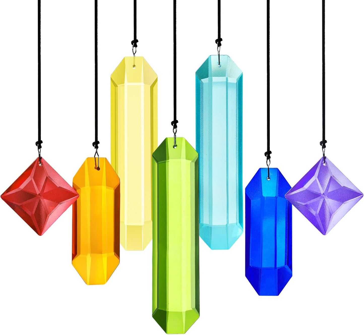 HDCRYSTALGIFTS 7pcs Prisms Crystal Suncatchers for Windows Hanging Rainbow Maker Sun Catchers with Crystals Indoor Outdoor Home Garden Decor