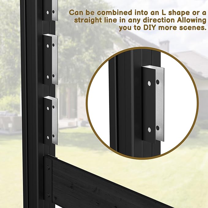 MUPATER 60” H×78” W Outdoor Privacy Screen, Wood Privacy Fence Panel for Hard Ground and Soil, 2 Way to Use, Air Conditioner Fence Kit, Trash Can Enclosure with Aluminum Stakes, Black (2 Panels)