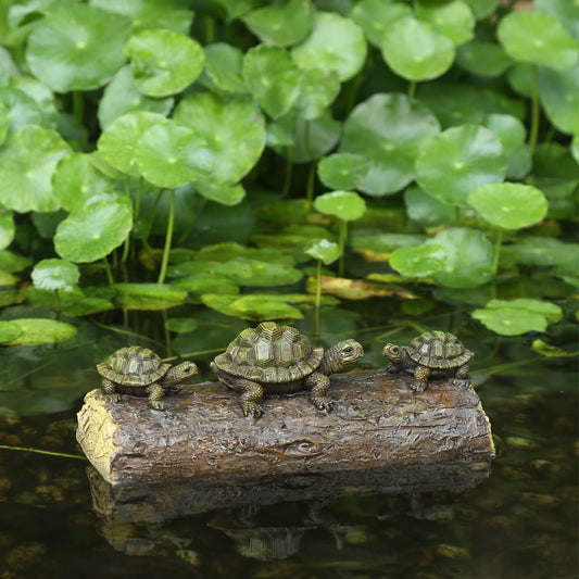Generic Three Turtle Floating Sculptures - Pond Decoration, Green Resin Turtle Statue, Water Landscape Garden Floating Decoration