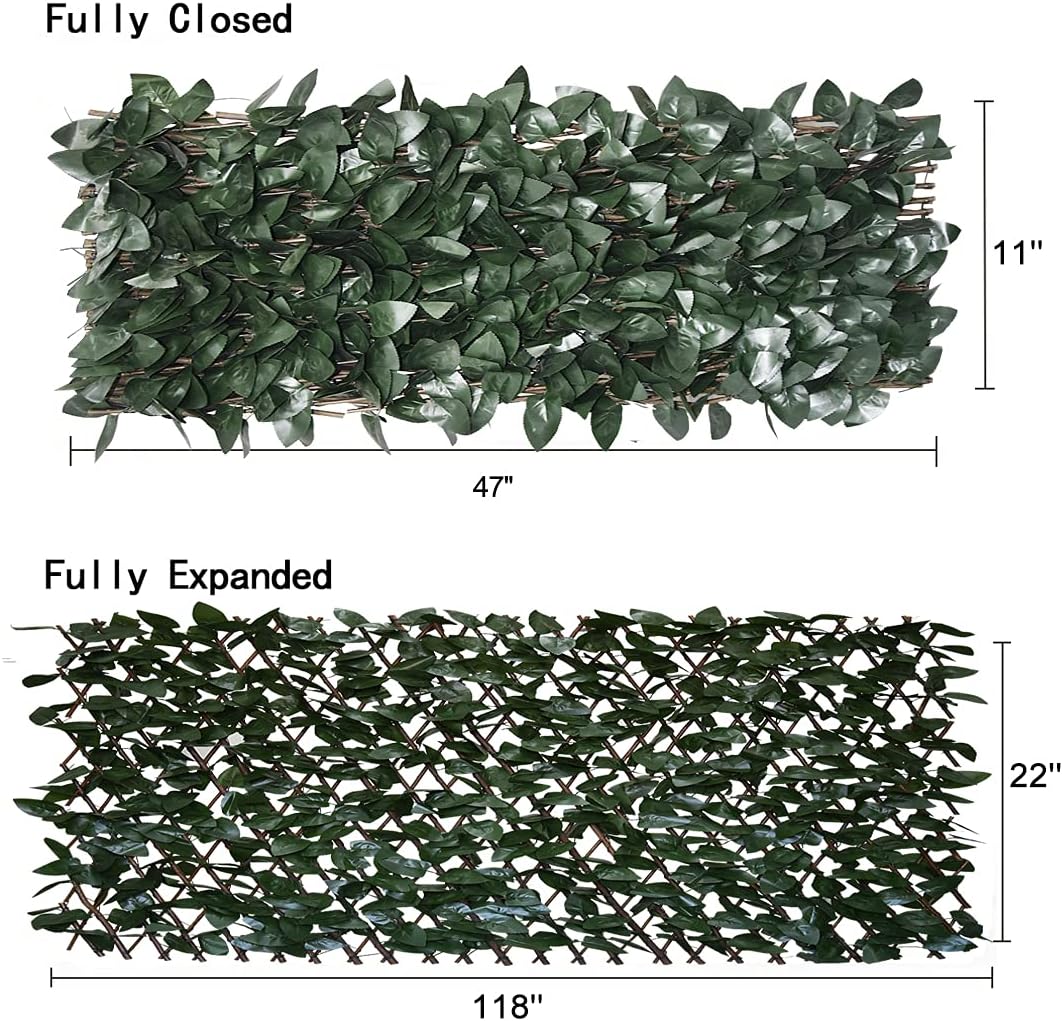 Expandable Faux Ivy Fence,Artificial Privacy Screen Decor for Outdoor Wall, Balcony and Patio, Single Sided Leaves (2, DarkGreen)