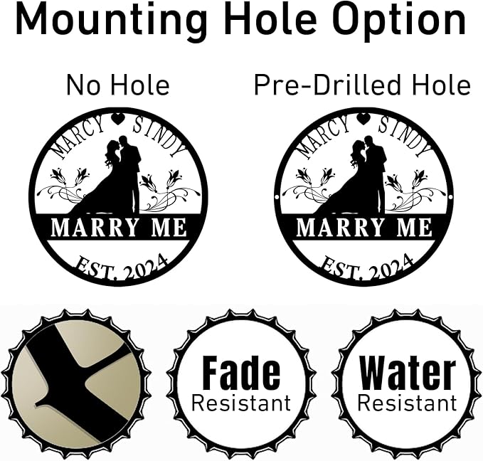 Personalized Wedding Gifts | Custom Metal Signs| Couples Gift for Her | Wedding Date Sign | Engagement Gift | Anniversary Gift | Bridal Shower Gift | Wedding Anniversary Gift | Metal Art