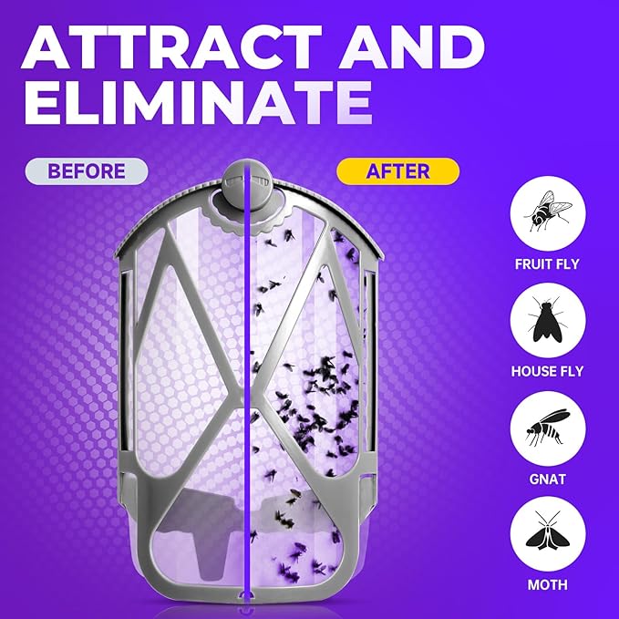 10 Pack Refil Cartridge Kit, Flying linsect Trap Reflls for Zevo, Replacement Reflls for Zevo Plug-in Light M364 and Max2025 Upgraded High-Stick, 100% Fit & Easy Replace