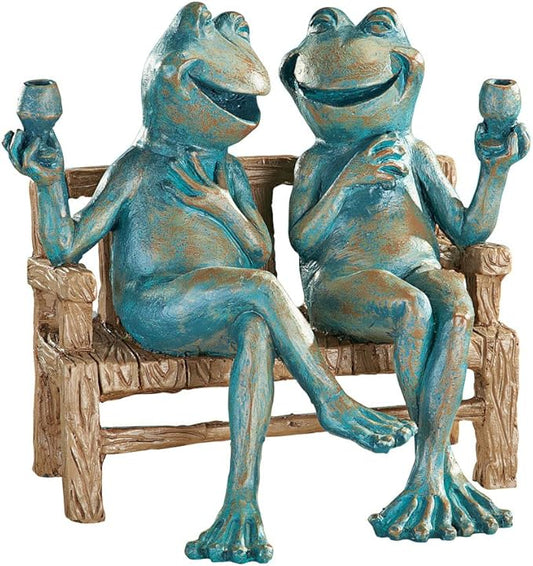Snoogg 454dgs Happy Hour Frogs Garden Statue, Red