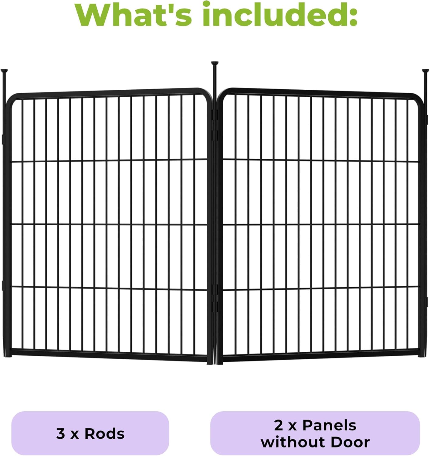 Doorless Garden Fence 32 in(H) x 4.5 ft(L) 2 Panels, Heavy Duty Metal Animal Barrier Fence, No Dig Fence for Dogs, Rabbit Fence for Garden, Black