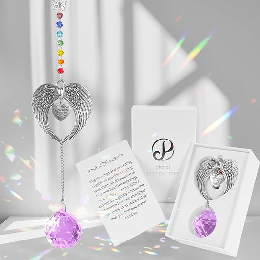 Memorial Gifts for Loss of Loved One Unique Sympathy Gifts Rainbow Sun Catcher Indoor Window Hanging Crystal Prism Grief Bereavement Gifts Ideas for Who Loss of Mom Dad (Violet)