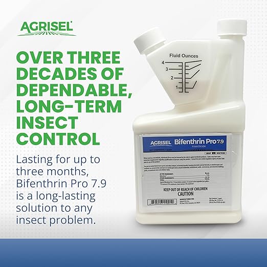 Bifenthrin Pro 7.9, Insect Control, Safe for Plants & Crops, Insecticide, Effective Against 125+ Insects, Includes 3-Pack of Agrisel Protective Gloves, 32 Ounces