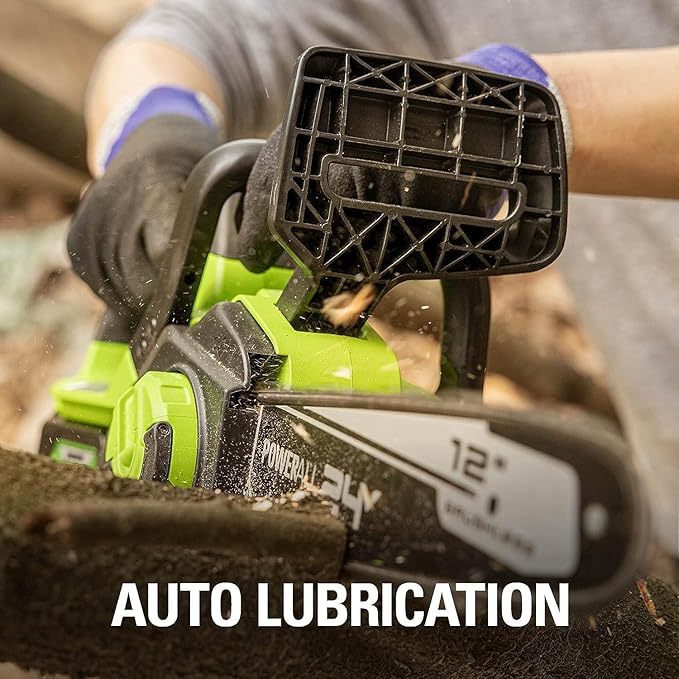 Greenworks 24V 12" Brushless Cordless Compact Chainsaw (Great For Storm Clean-Up, Pruning, and Firewood / 125+ Compatible Tools), Tool Only