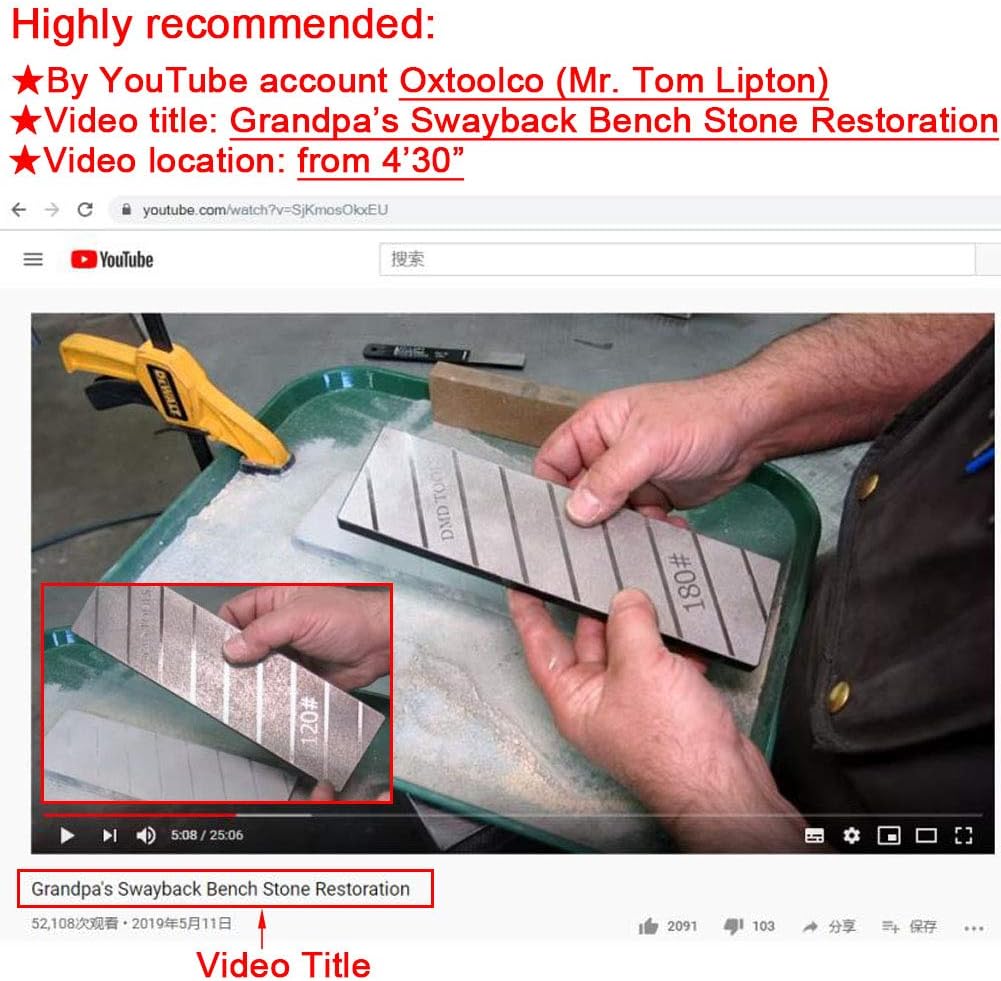 SCOTTCHEN Diamond Flattening Stone Lapping Plate Double-sided Extra Large 10x3 inch (120&180) Grit Diamond Sharpening Plate Fixing Stone Flattener