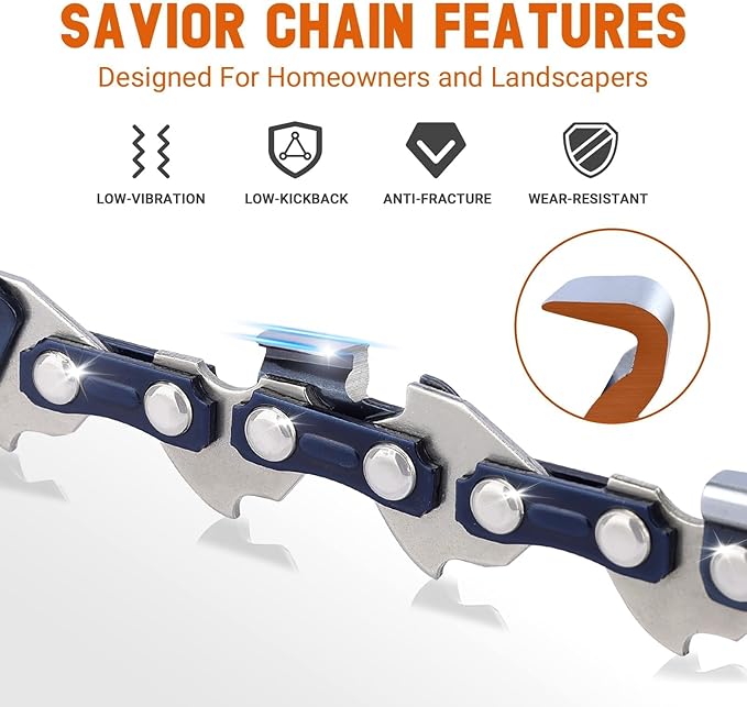 Savior 8 Inch Pole Saw Chain 3/8" LP Pitch .043" Gauge 34 Drive Links Fits DeWalt DCPS620B DCPS620M1 DCCS623B DCCS623L1, Craftsman CMCCSP20, 79240 - DWO1DT608, R34(4 Chains)
