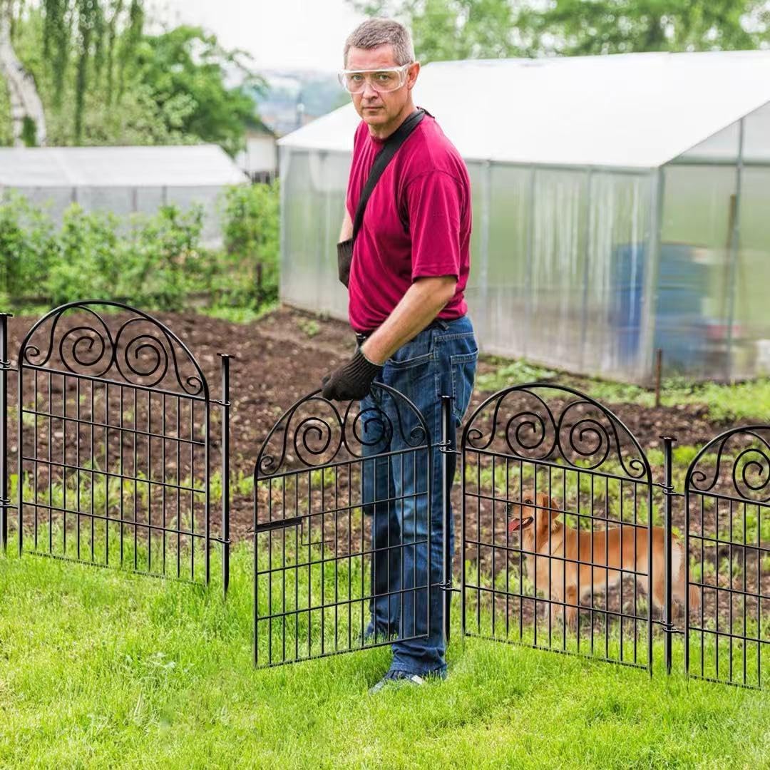 Tall Garden Fence Animal Barrier with Gate, 36 in(H) 14 Panels Garden Fences and Borders for Dogs, Dog Fence Outdoor for Yard, Total Length 30.6 Ft Metal Temporary Fencing│Patented