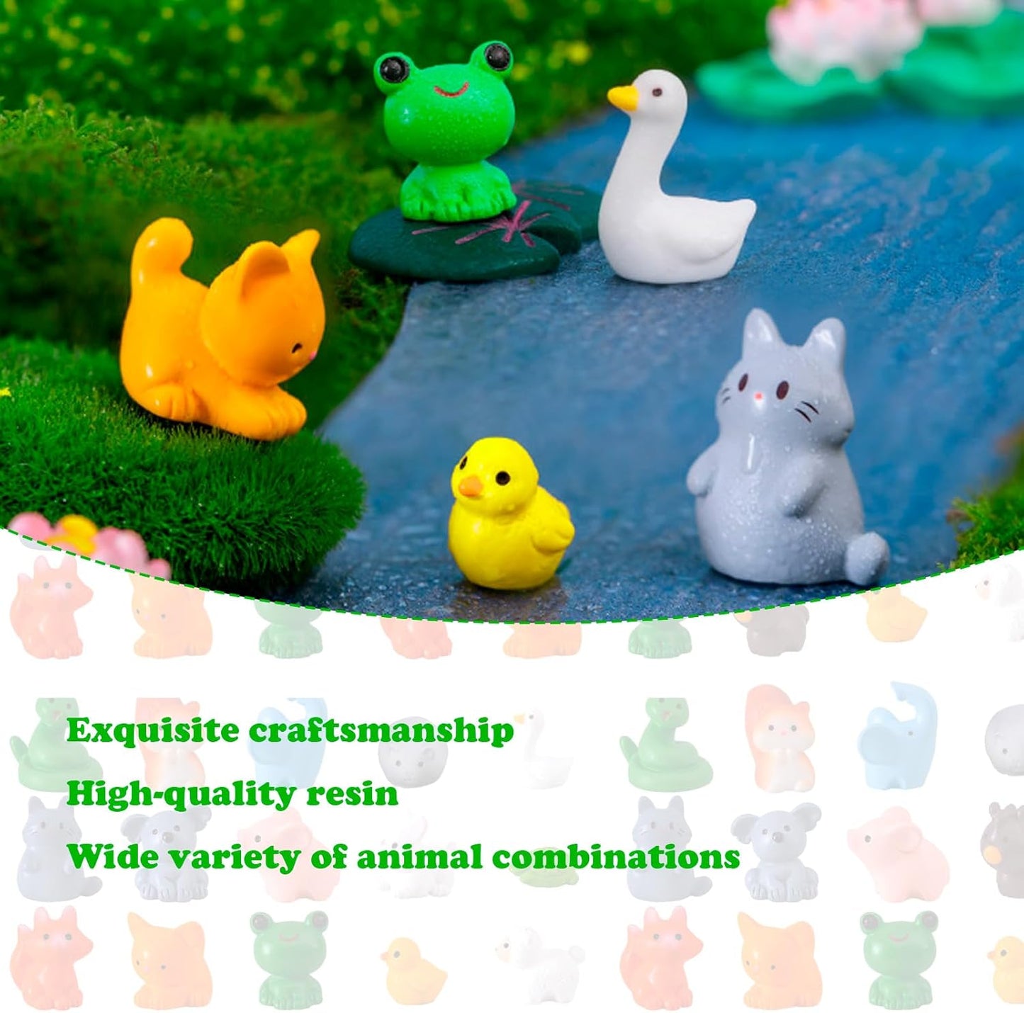 51pcs Fairy Garden Accessories, Mini Resin Animals to Hide, Miniature Figurines Bulk for Landscape Garden Aquarium Outdoor DIY Decor