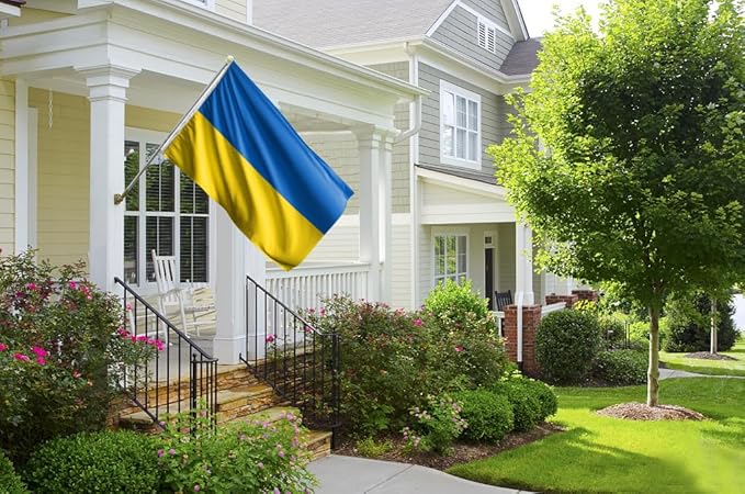 Ukraine Flag 5x8FT Ukrainian National Polyester Flag With 2 Grommets For Patriotic Ukrainian Themed Festival Events Party Decoration (Ukraine, 5x8FT)
