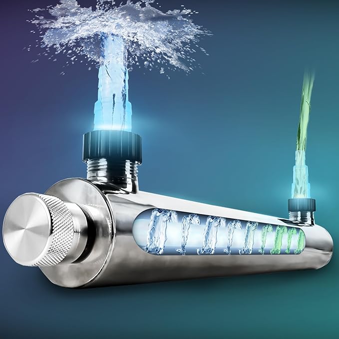 UV Light for Aquarium Algae Control with 55W UVC Bulb Stainless Steel Ultraviolet Green Water Machine Algae Remover for Pond