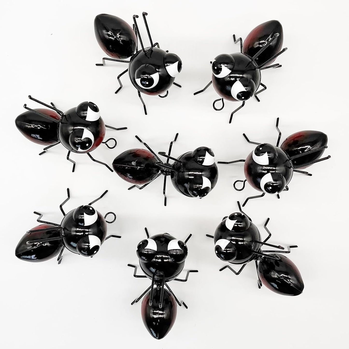 Metal Yard Art Garden Decor for Outside Cute Ants Yard Decorations Outdoor Lawn Ornaments Backyard Gifts for Mom - Set of 8（All Black）