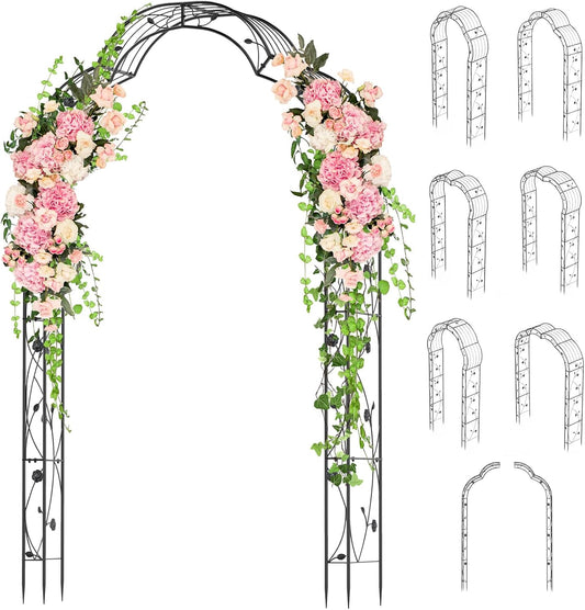 Giantex 2 Half Garden Arch Trellis, 8.2 FT Metal Garden Arbor, 6 Sizes, Easy Assembly, Archway for Climbing Plants Roses Vines, Outdoor Trellis Pergola for Wedding Bridal Party Ceremony Lawn Decor