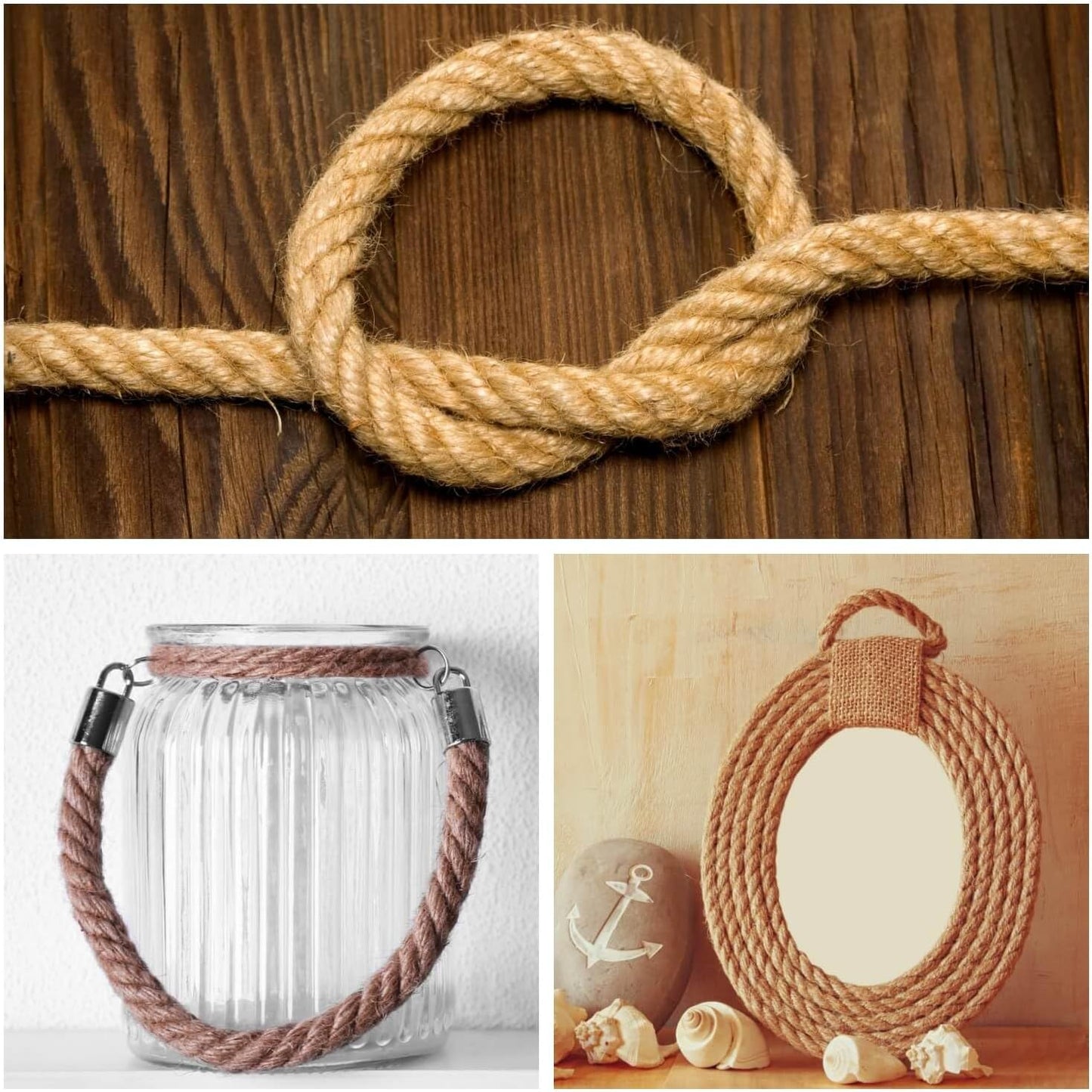 Jute Rope 10mm, 164 Feet 4.5lb Thick Garden Jute Twine String for DIY Cat Scratcher, Gardening, Bundling and Wall Hanging Craft Decorative (Brown)