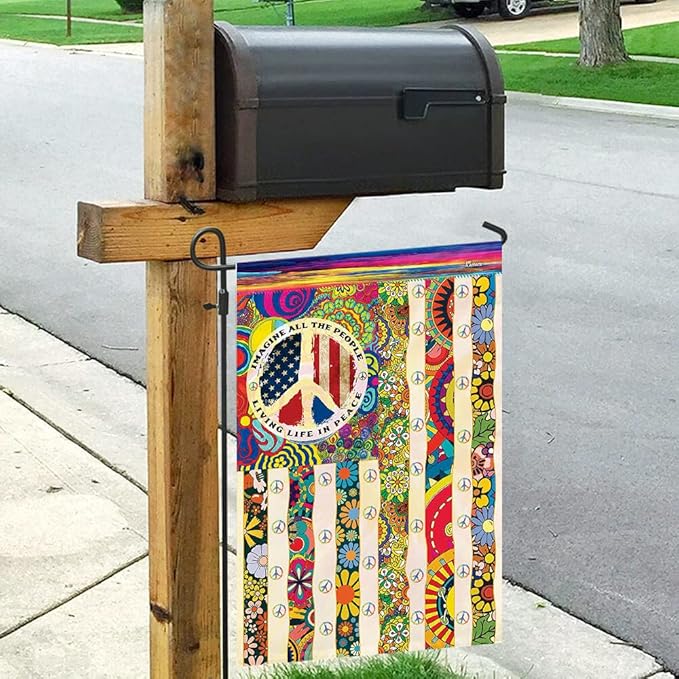 Flags-People Living Life In Peace Hippie Flag PSL318F, Garden Flag (11.5" x 17.5")-USA House Garden Flags Premium Polyester-Decorative Outdoor Flags