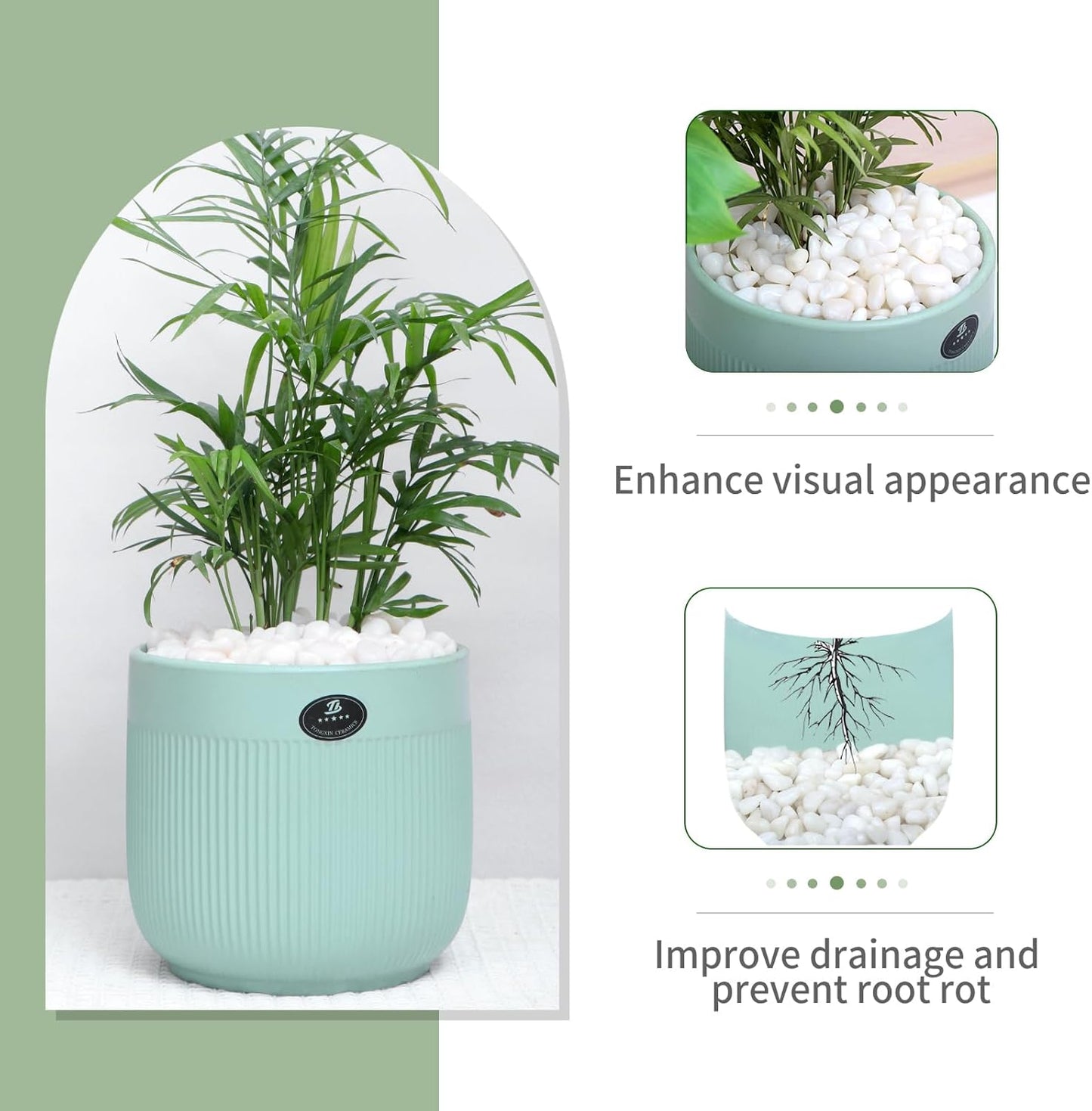 30 LB White Pebbles for Plants, 3/8 inch White Rocks for Vases Landscaping, Small Decorative Stones for Indoor Outdoor, Polished