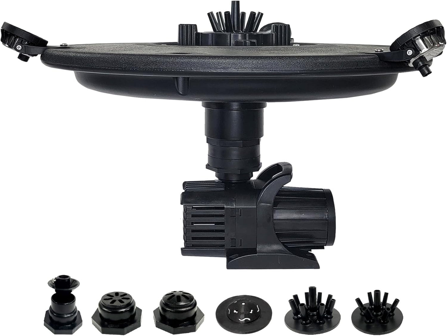 HALF OFF PONDS Floating Fountain – 1/2 HP Pond Aerator, 100' Cord – 6,100 GPH Water Pump – 9 Spray Patterns - White LED Lights - for Ponds & Water Gardens