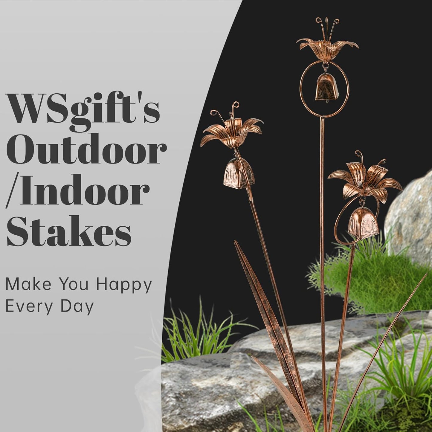 Metal Bronze Calla Lily Flowers with Bells for Outdoor Garden Decor