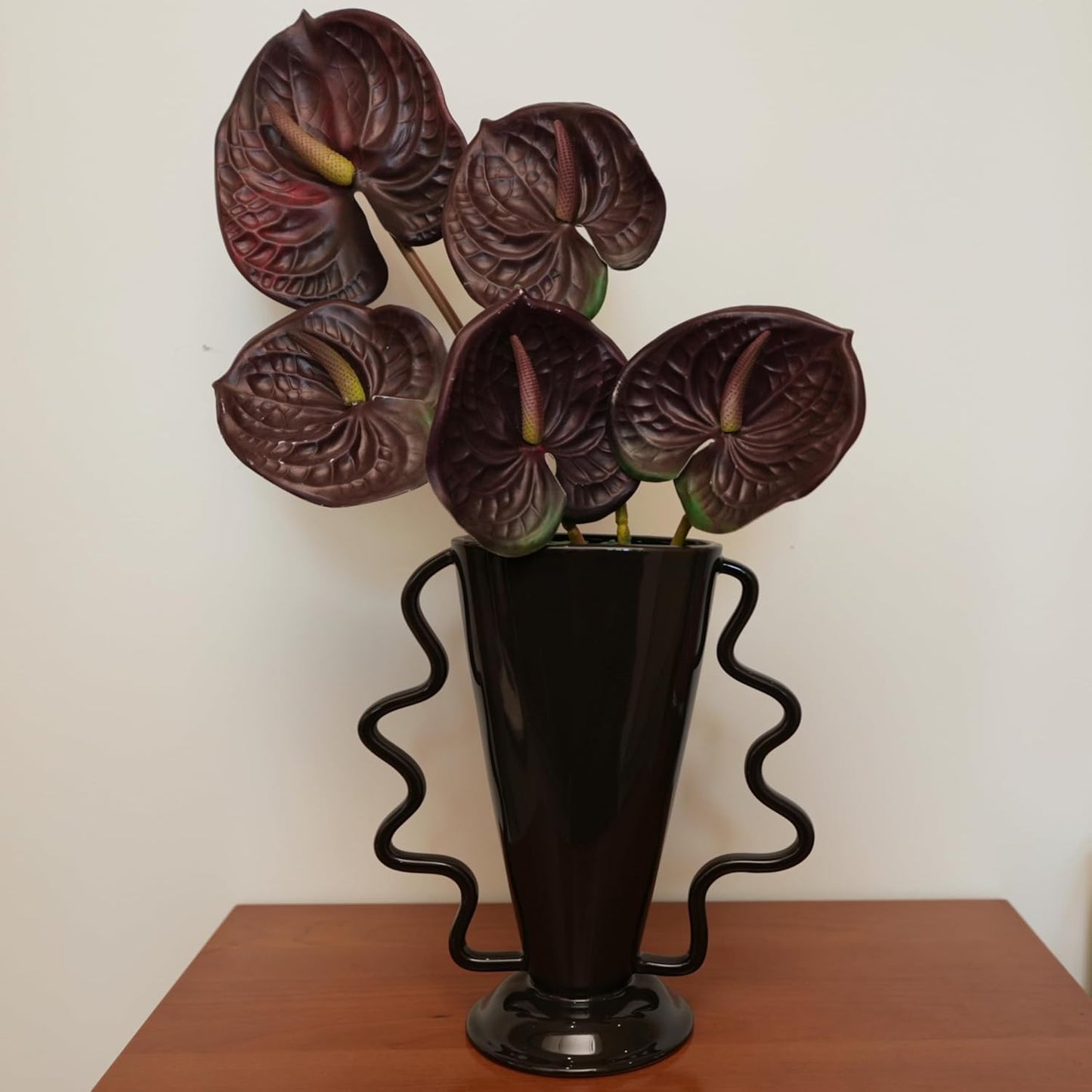 Wild Works Dark Brown Rotary Vase, 9.85” Tall Vintage Decor Vases Medieval Flower Vessel Living Room Entrance Personalized Simple Wabi Sabi Decorative Ornament Ceramic Ornament