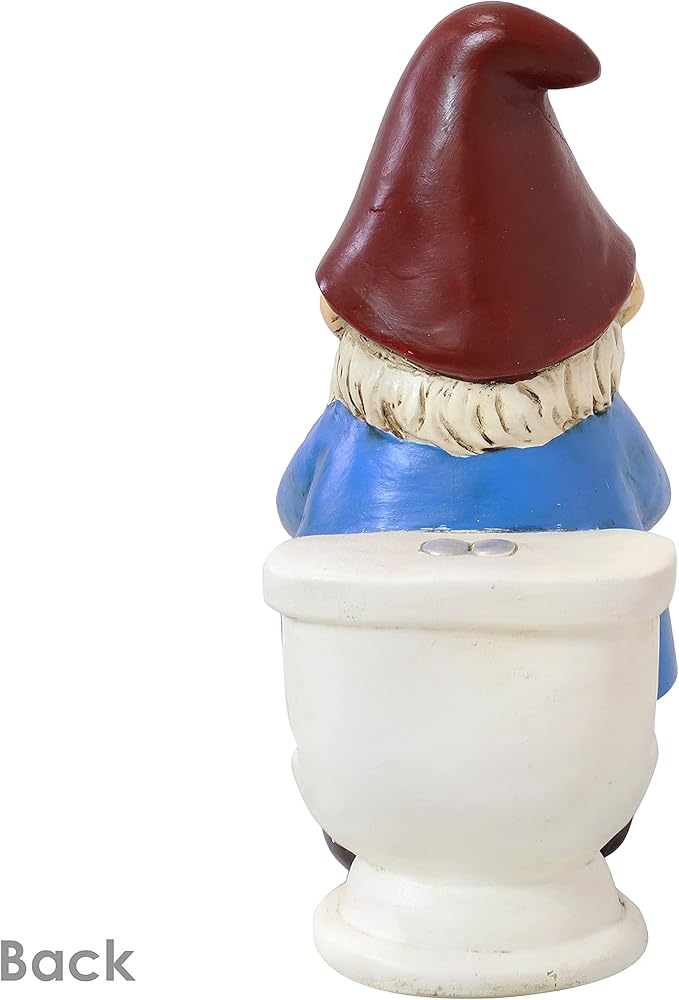Sunnydaze 9.5-Inch Cody The Garden Gnome on The Throne Reading His Phone - Funny Lawn Decoration