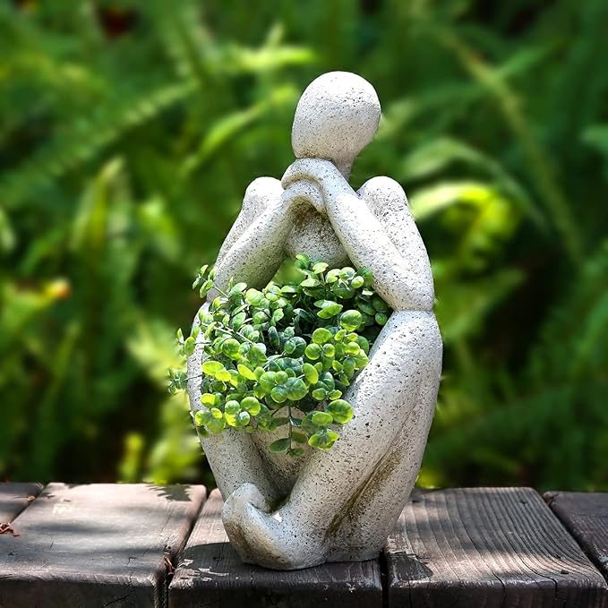 Large Planters for Outdoor Indoor Plants Head Face Planter Pot Unique Succulent Planters Flower Vase with Drainage Hole Thinker