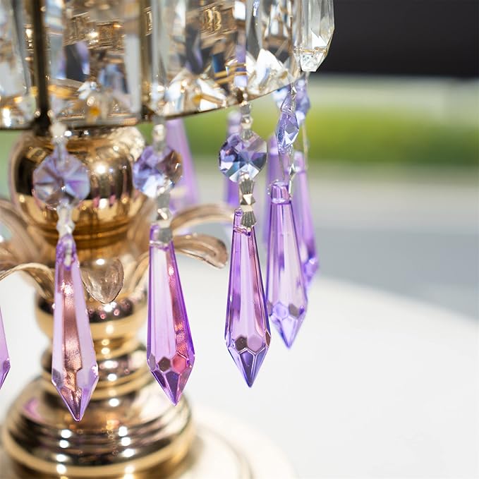 HDCRYSTALGIFTS Purple Chandelier Icicle Drop Prisms Crystal 55mm, Pack of 25