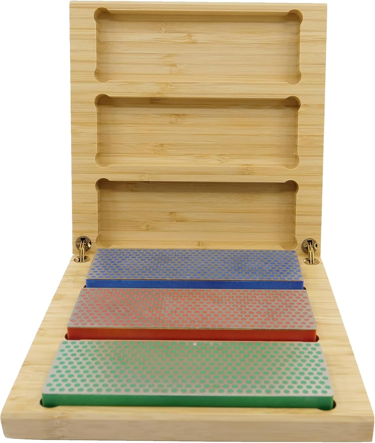 DMT W6EFC Deluxe Diamond Whetstone Knife Sharpening Kit with Wood Box, Set of 3 Sharpening Stones, 6" x 2"