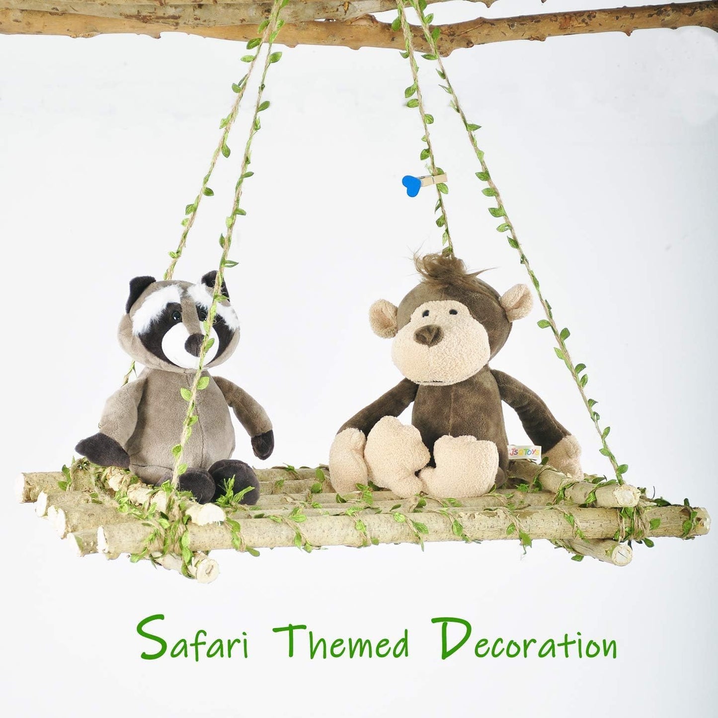 Naidiler 32 Ft Burlap Leaf Ribbon Twine for Crafts for Safari, Jungle, Fairy Party, Woodland Baby Shower, Enchanted Forest Decorations Vines Decor