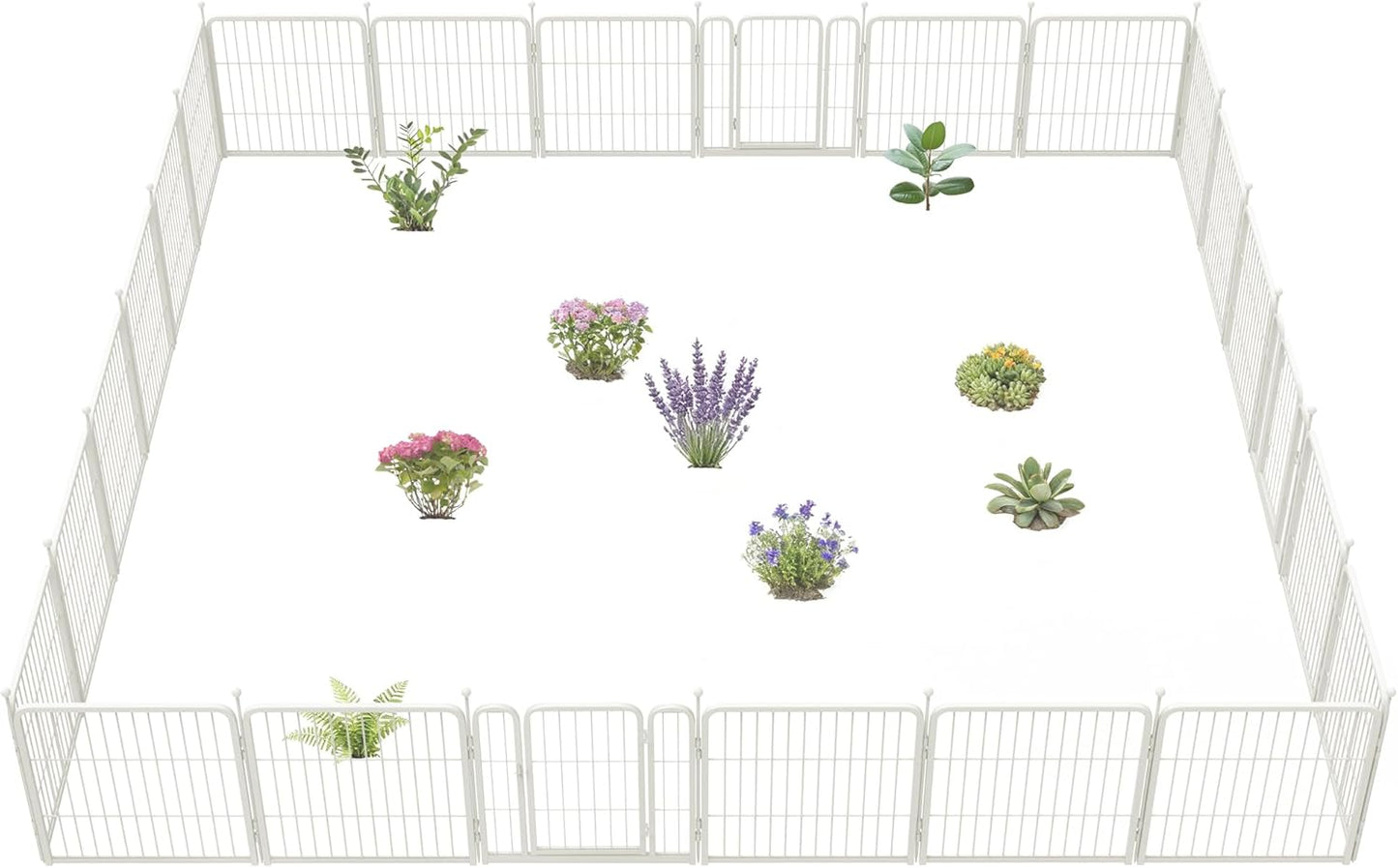 FXW Garden Fence Outdoor for The Yard – 24in(H) x 45.6ft(L) Heavy Duty Metal Animal Barrier for Dog and Rabbit, Decorative Dog Fence, 24 Panels, White