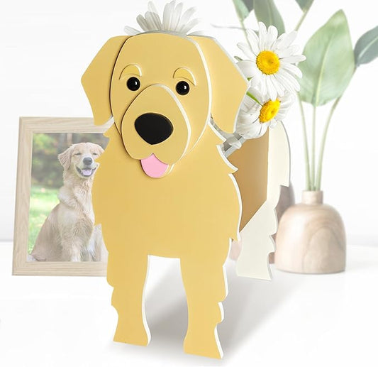 Golden Retriever Dog Planter, Cute Animal Shape Flower Planters, Plant Pots for Indoor/Outdoor Garden Decor, Unique Gifts/Souvenirs for Pet Lovers