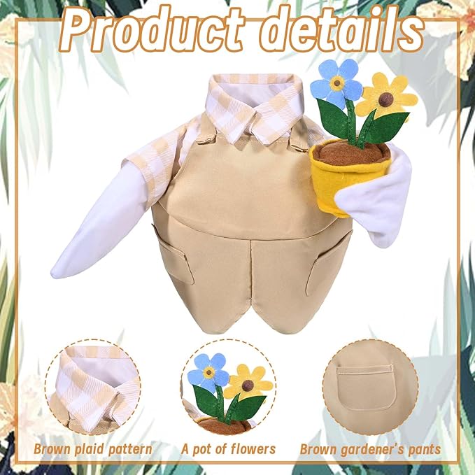 Gardener Porch Goose Outfits Spring Goose Outfit Cute Lawn Porch Goose Clothes Fits 23" Cement Plastic Goose Statue for Outdoor Garden Yard Patio Art Decor (Style1)