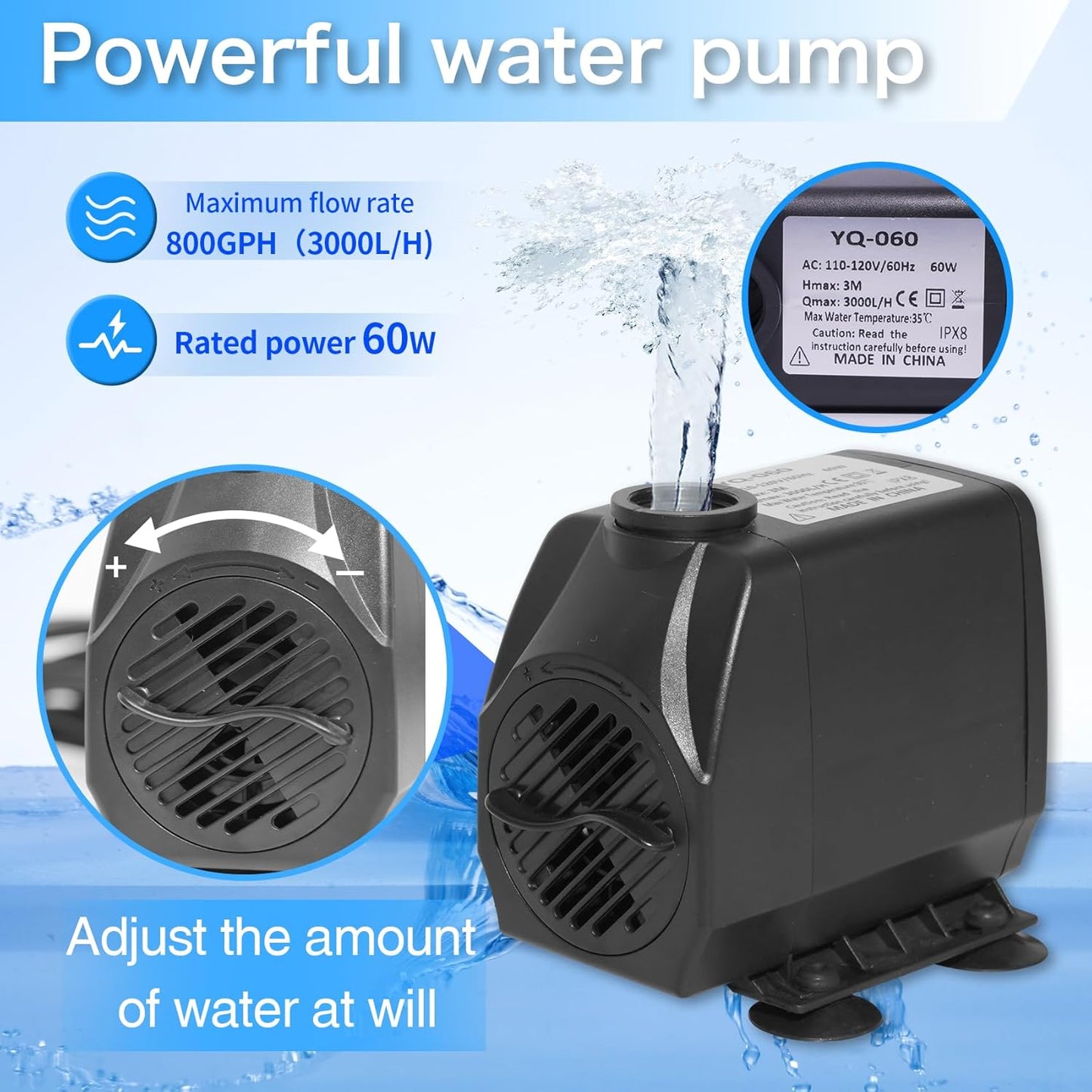 16 Inch Pond Waterfall Spillway Kit with 800GPH Pump, Waterfall for Pond Up to 5000 Gallon Pools, Waterfall Spillways for Garden, Pond, Patio Water Feature, Spillway for Outdoor Waterfall