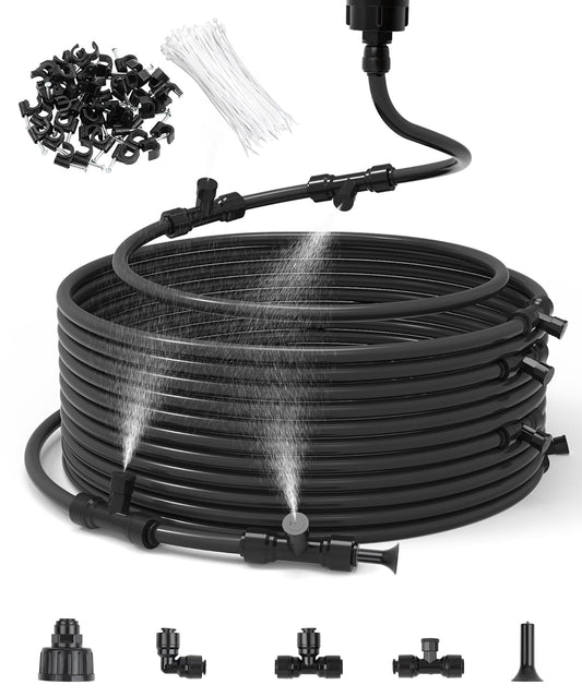 100FT Misters for Outside Patio Misters for Cooling (36 Mist Nozzles) Outdoor Water Patio Hose Greenhouse Mister System Outside Mist Backyard Trampoline for Waterpark Watering Misters for Cooling