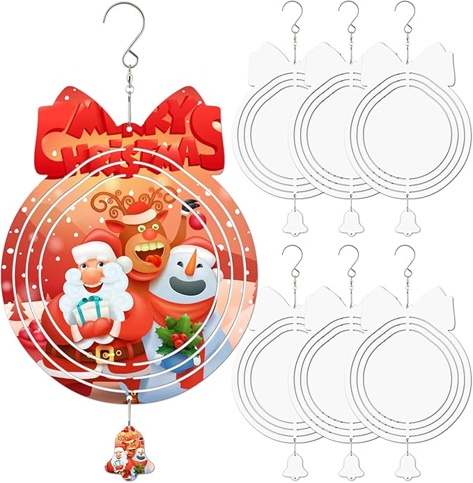 Sublimation Wind Spinner Blanks, 6 Pack 10 Inch 3D Aluminum Metal Hanging Wind Spinner Bulk for Garden Yard Outdoor, Window Porch Decoration for Heat Press Transfer DIY