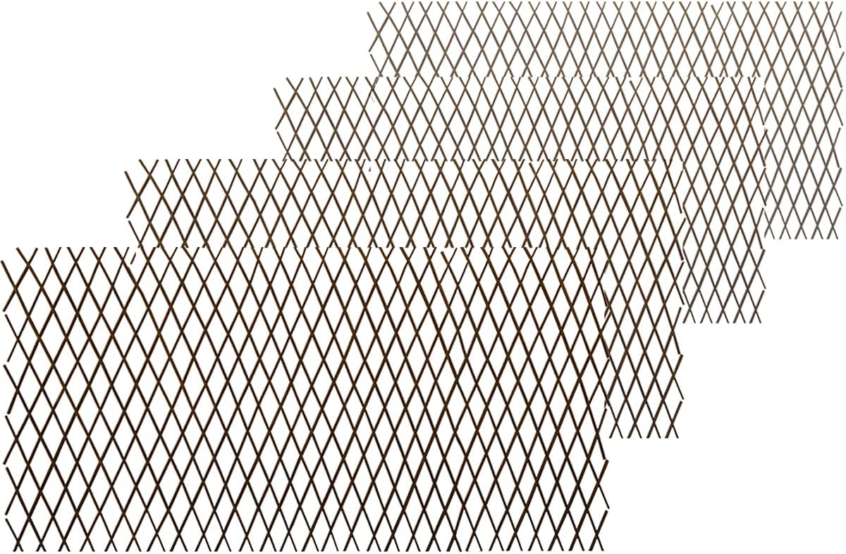 Natural Lattice Willow Trellis Fence for Climbing Plants,Expandable Garden Fence Wall Panel, Outdoor Decorative Wood Fence (4 Pieces)