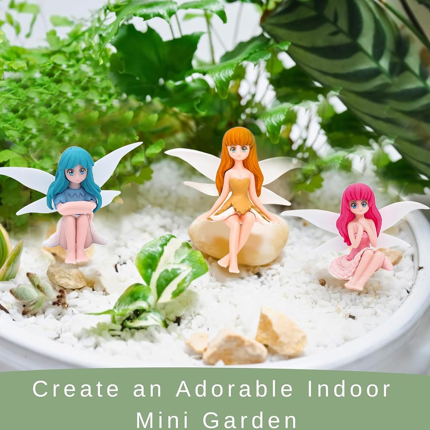 ONEST 4 Pieces Miniature Fairy Garden Accessories Small Fairy Figurines Hand Painted Fairies Figures Girl Fly Wing Figurines for Car Decor Fairies Garden Flower Pot Birthday Cake Topper