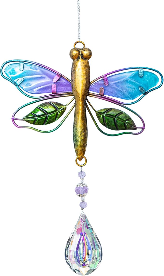 WEISIPU Crystal Suncatchers for Windows - Dragonfly Crystal Ball Prisms Hanging Crystals Ornament for Home Garden Office Wedding Christmas Decoration-Dragonfly